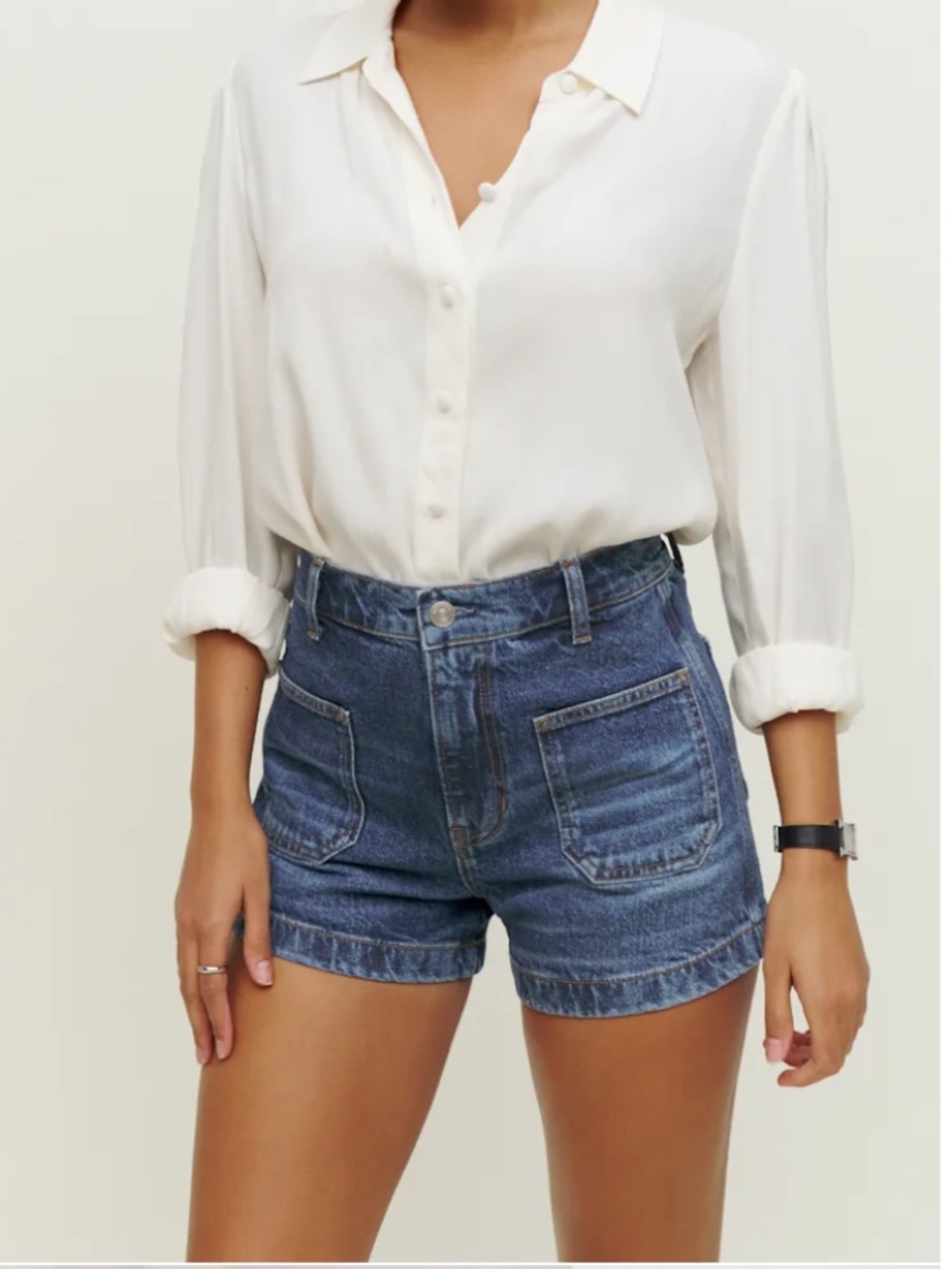 Reformation Alyssa Stretch High Rise 3.5” Jean Shorts Blue - Size 26
